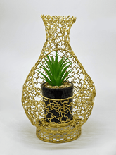 Golden Wire Frame Planter with Faux Plant